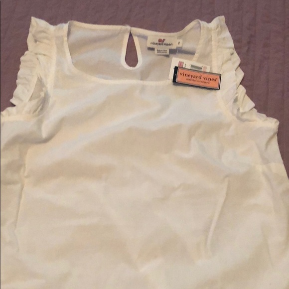 Vineyard Vines Poplin Ruffle Top - Picture 1 of 2